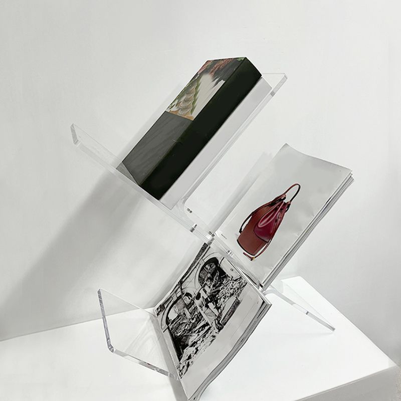 Contemporary Acrylic Bookshelf Standard Clear Open Back Bookcase