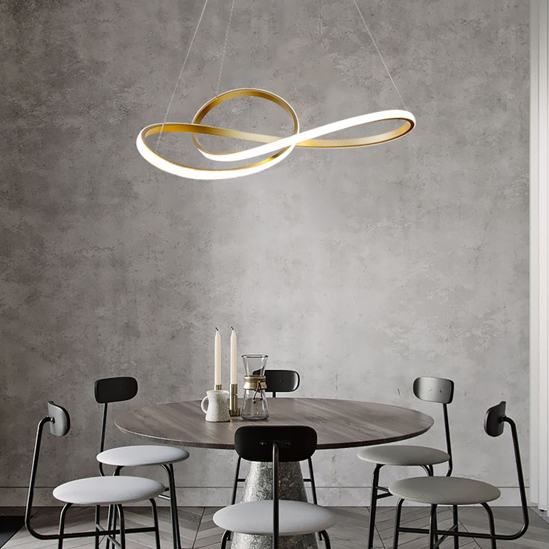 Modern Linear LED Pendant Chandelier Light Aluminum Chandelier in Gold Finish