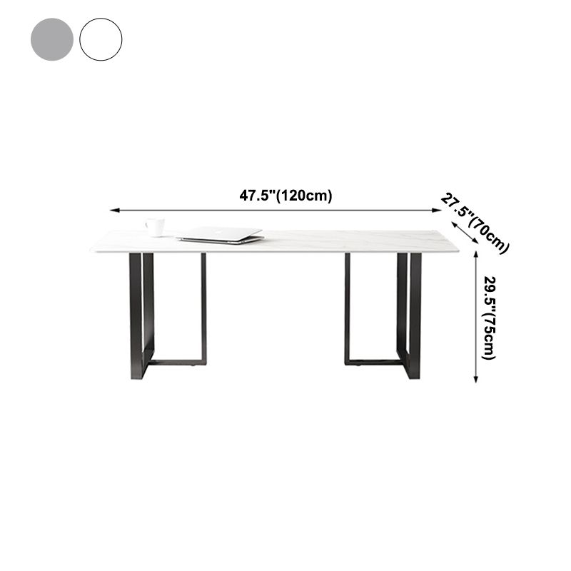 Rectangle Double Pedestal Industrial Table Fixed Table with Sintered Stone