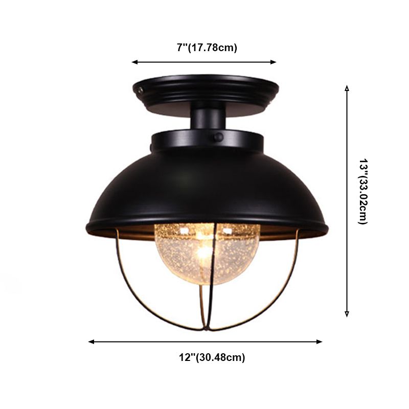 Lampada da incasso nera industriale a 1 testa montata a soffitto per esterni
