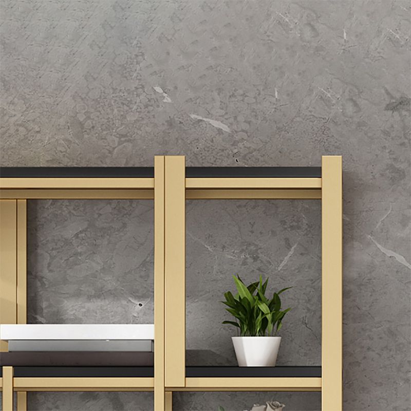 Modern Style Bookcase Gold Frame Metal Open Back Bookshelf for Home Office