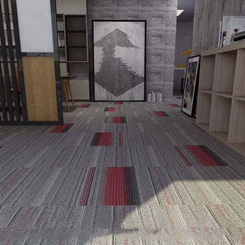 Indoor Carpet Tiles Geometric Print Level Loop Office Carpet Tiles