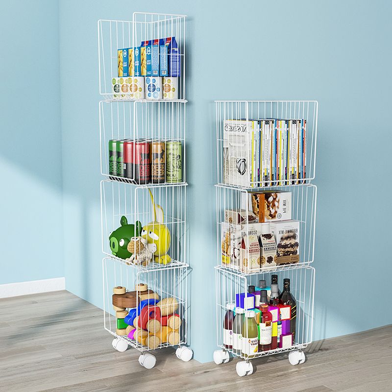 Modern Style Bookshelf Standard Closed Back Metal Bookcase for Home with Wheels