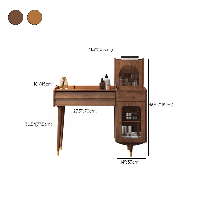 Scandinavian Solid Wood Table Makeup Vanity with Drawers for Bedroom