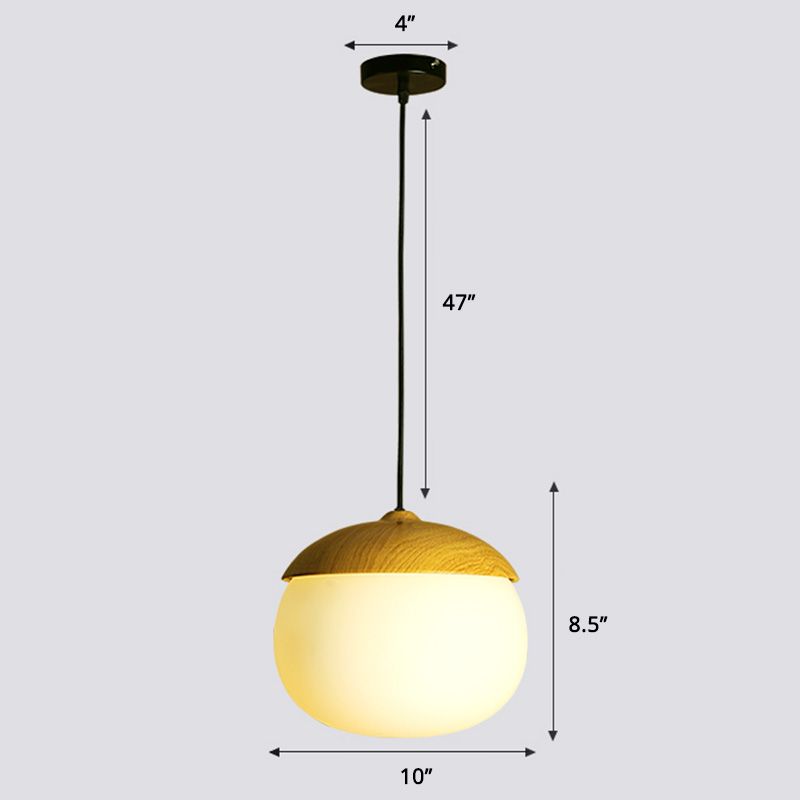 Beige Nut Pendant Light Simple Style 1 Head Wooden Ceiling Hang Lamp for Restaurant