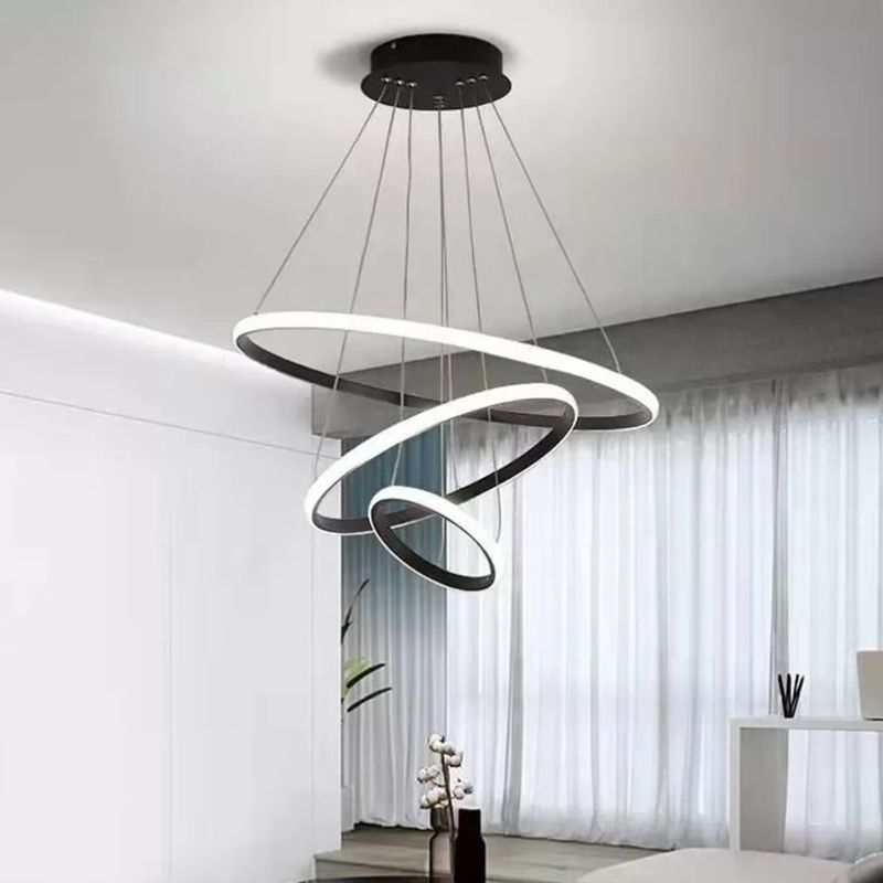 Lineare Metallleuchterleuchten moderner 3-Licht-Kronleuchter-Beleuchtungskörper in Schwarz