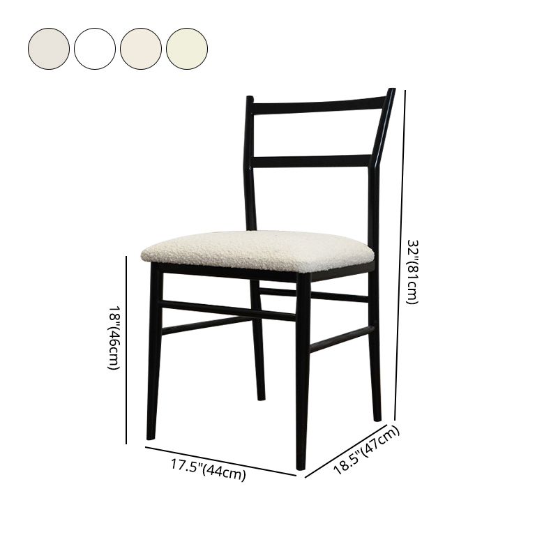 Gestoffeerde armloze eetkamerstoelen ladder achterzijde stoelen met metalen benen