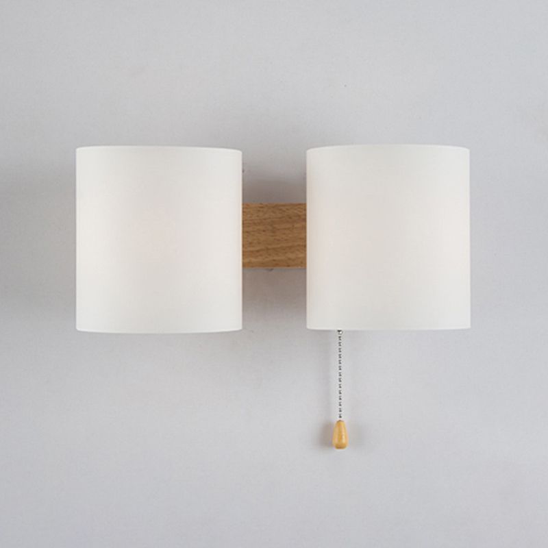 Modern Style Cylinder Shape Wall Lamp Wood Sconces Light for Bedroom