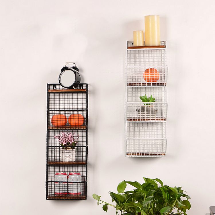 3/4-Shelf Industrial Wall Unit Bookshelf Iron Frame Pine Wood Bookshelf