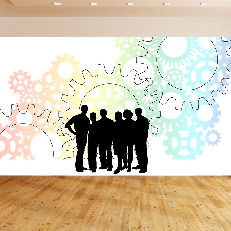 Customized Industrial Metal Gears Mural Eco-friendly Wallpaper for Sitting Room