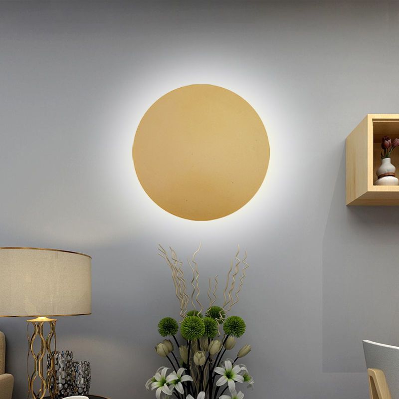 Round LED Wall Mount Light 1-Light Wall Sconce Light with Iron Shade for Living Room