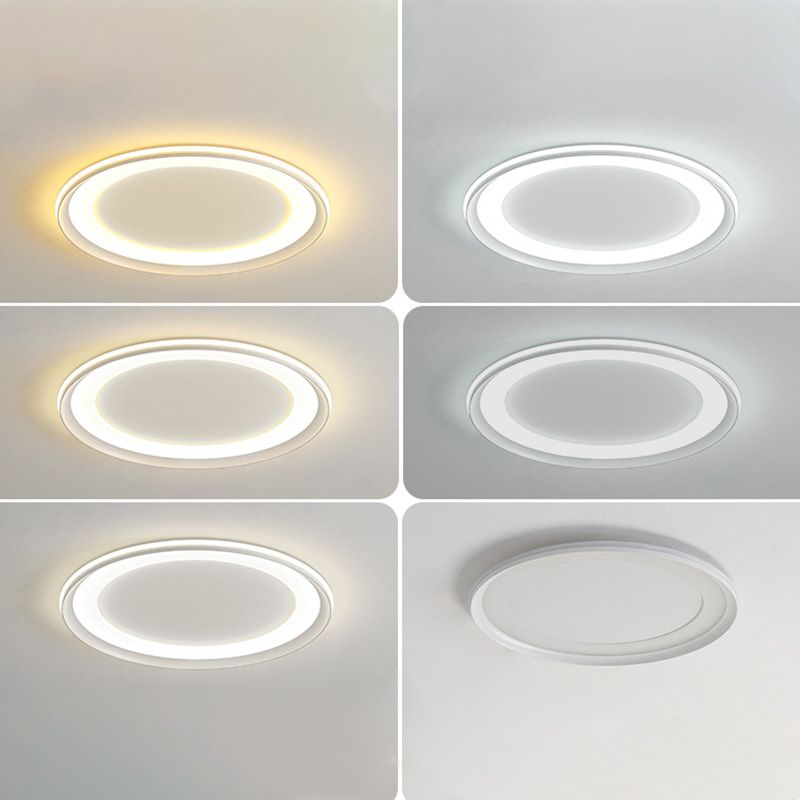 LED Bedroom Close to Ceiling Lighting Minimalist Style Flush Mount Lamp with Circle Metal Shade