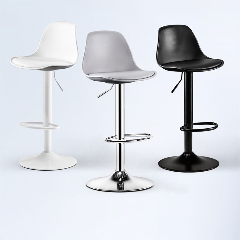 Modern Adjustable Height Swivel Armless Bar Stool with Footrest
