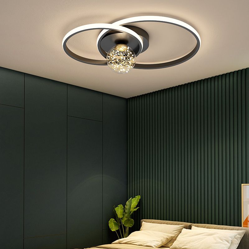 1-Luz de techo de color negro Montura de LED de metal de montaje en negro de techo para dormitorio