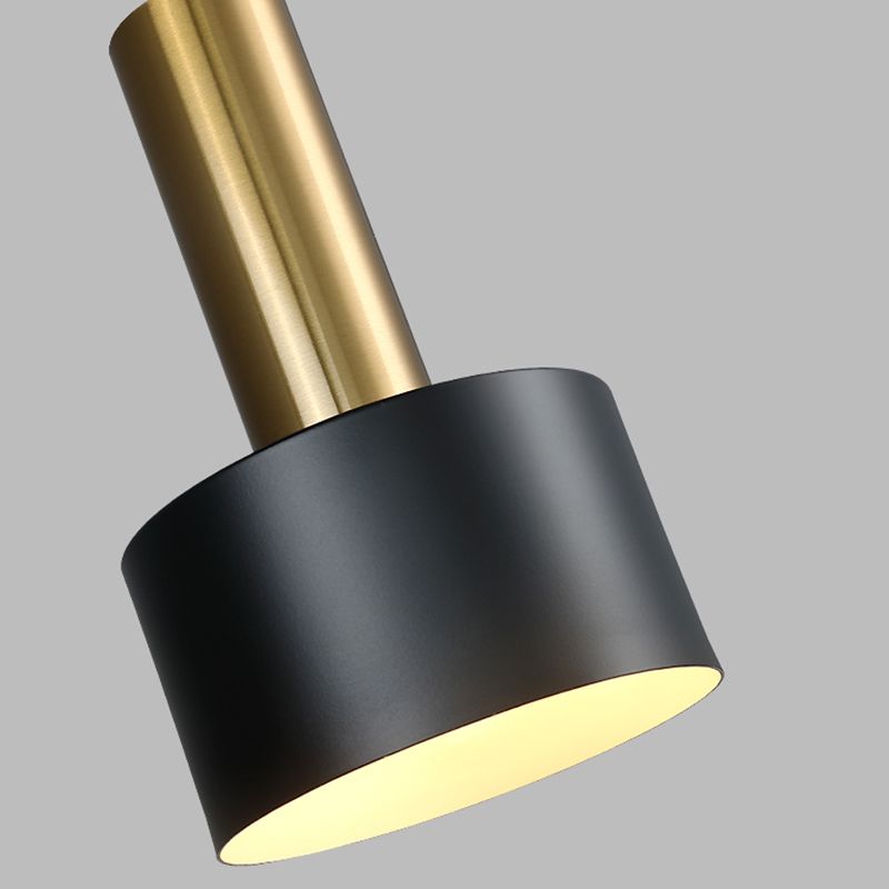 Lámpara de metal de electroplacas de luz colgante cilíndrico creativo moderno en negro y dorado
