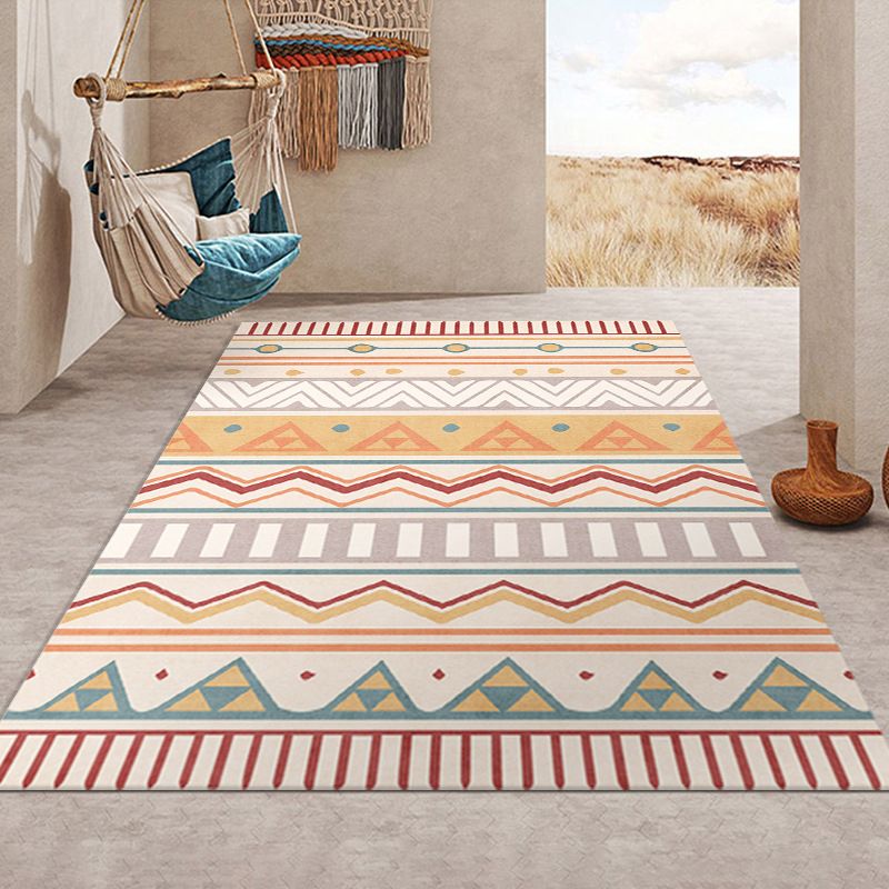 Mid-Century Geometry Pattern Rug Polyester Carpet Stain Resistant Area Rug for Home Decoration