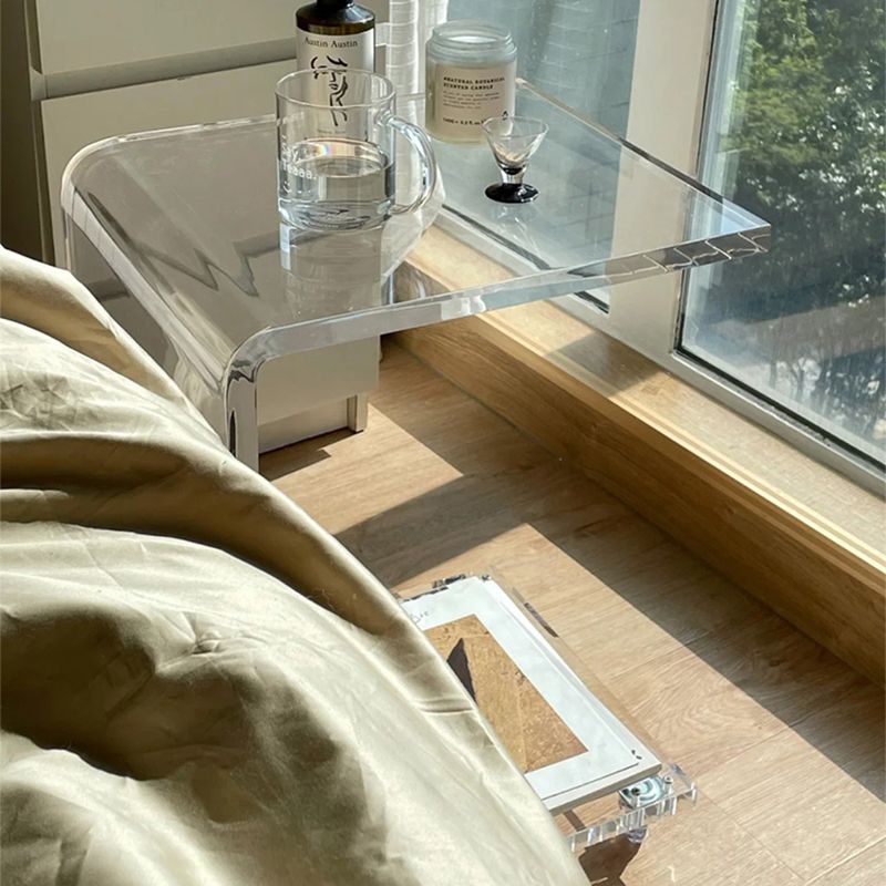 Modernistic Plastic Abstract End Table Rectangular Corner Table for Living Room