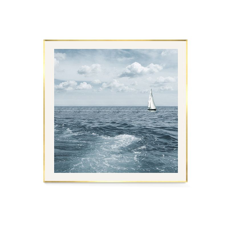 Oceaanscène wanddecoratie hedendaagse stijl canvas getextureerd schilderij in lichte kleur