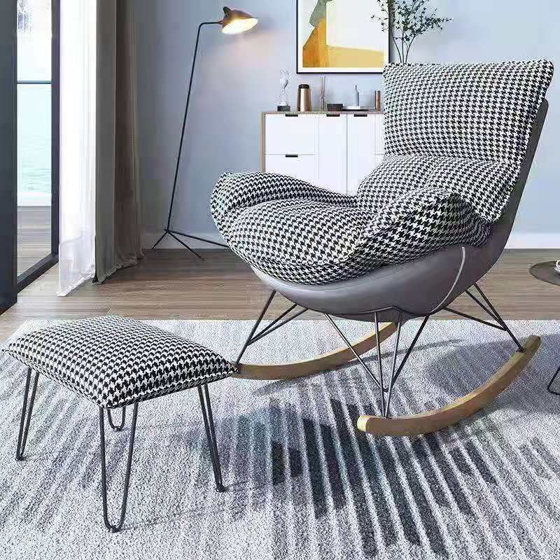 Leisure Solid Color Rocker Chair Water Resistant Glider Chair with Ottoman