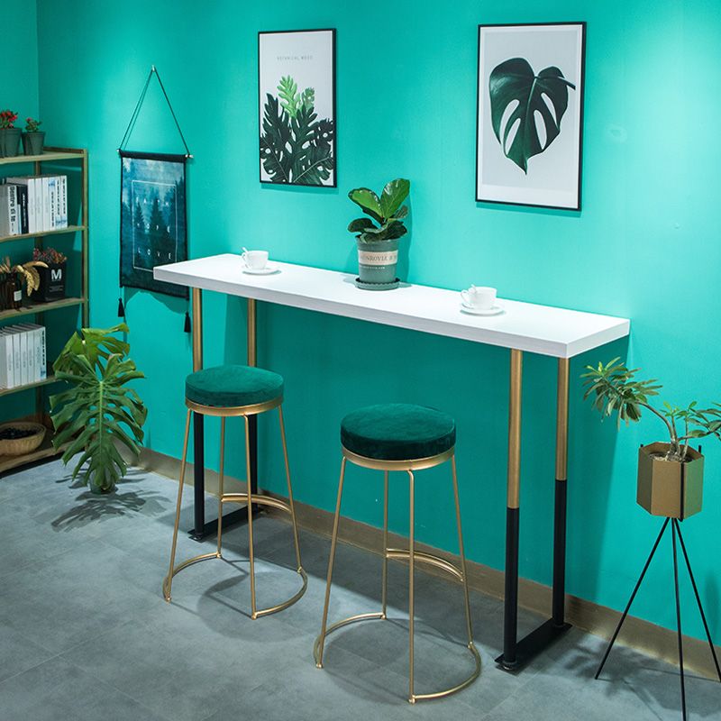 Glam Style Rectangle Bar Table Solid Wood Bar Dining Table for Home