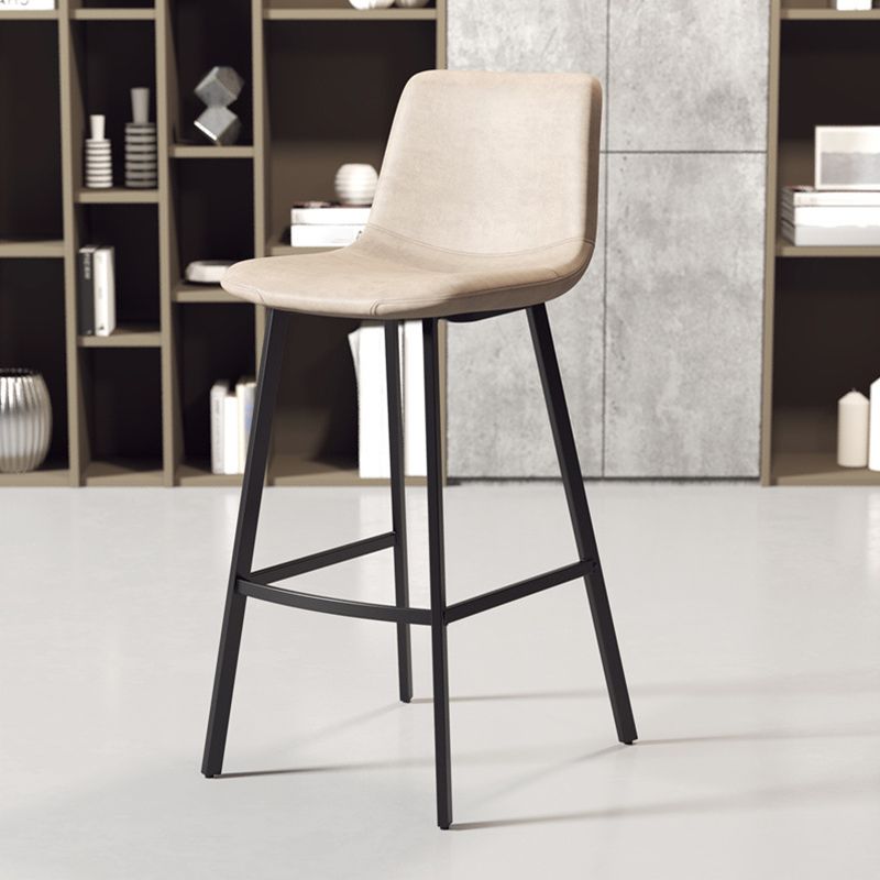 Contemporary Matte Finish PU Leather Barstool Milk Tea Shop Footrest Stool