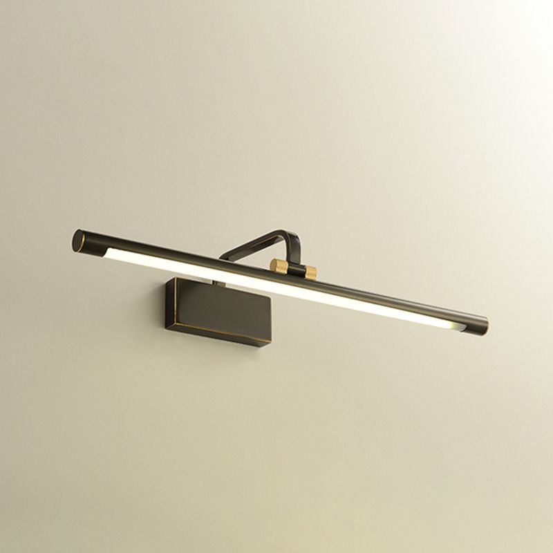 Single Light Metal Linear Wall Lighting Modern Style Mirror Wall Mounted Light Fixture in Black