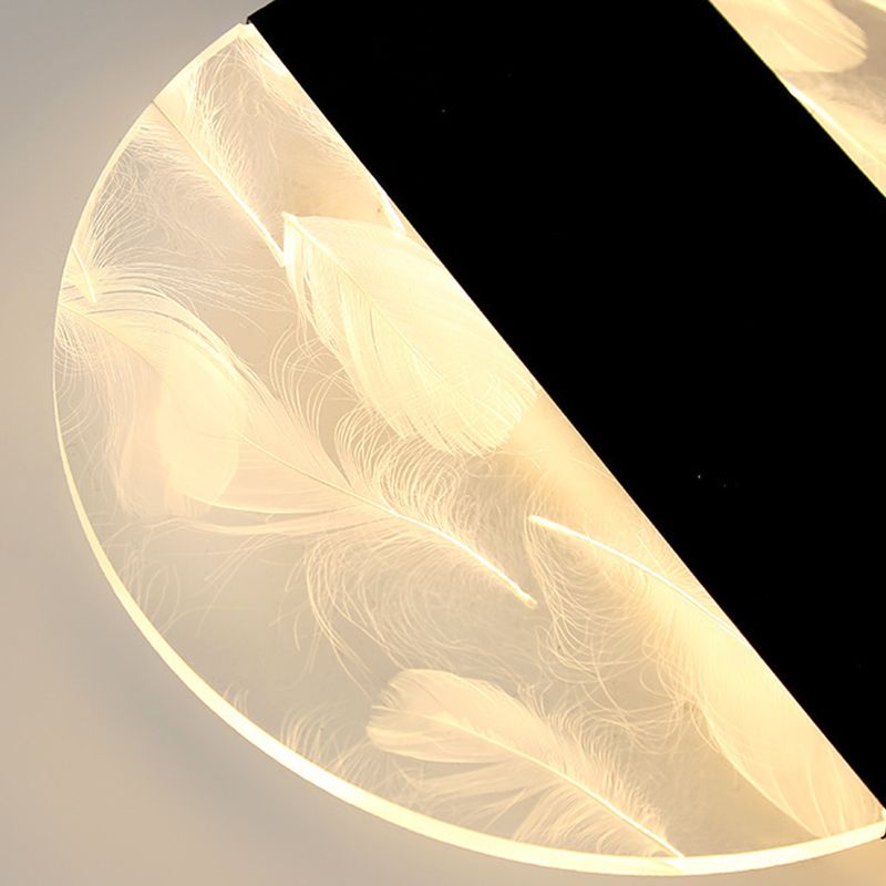 Lámpara de techo de plumas de hierro forjado con montaje empotrado LED geométrico creativo moderno con pantalla acrílica