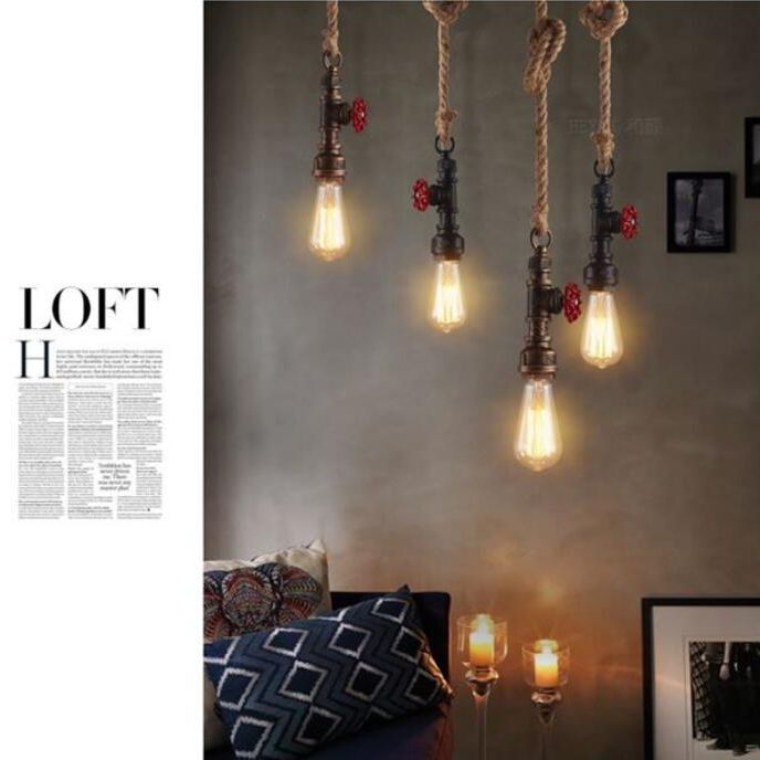 Metal Pendant Ceiling Light Water Pipe Antiqued Down Lighting Pendant for Restaurant