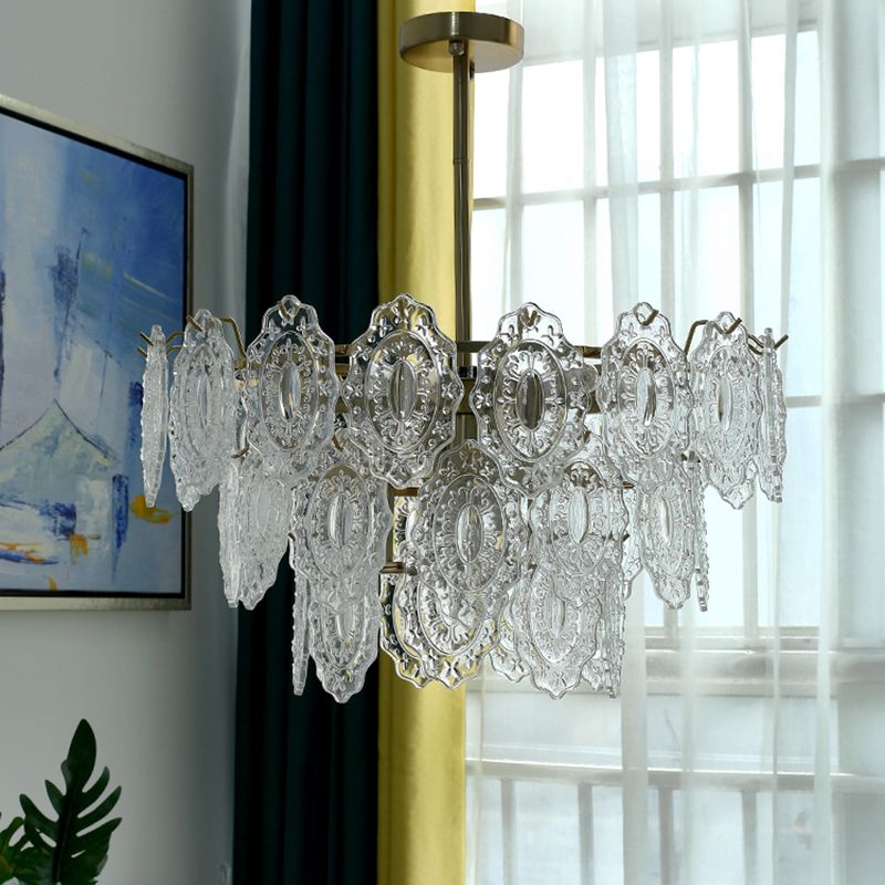 Estilo contemporáneo Geometría Candeliers Costilla de vidrio Luces de vidrio en oro