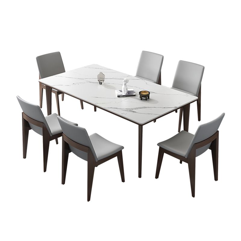 Industrial Rectangle Shape Dining Table Sintered Stone Fixed Desk for Home