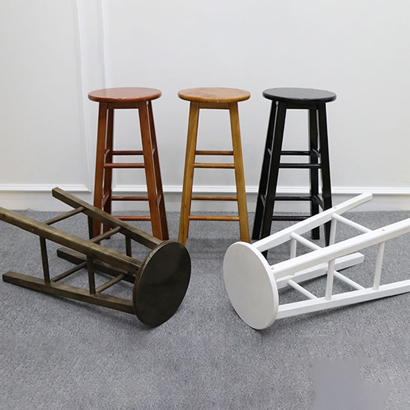 Moderner Tresenhocker ohne Armlehnen, Holz-Kassierer-Barhocker mit Holzsitz und Pedal