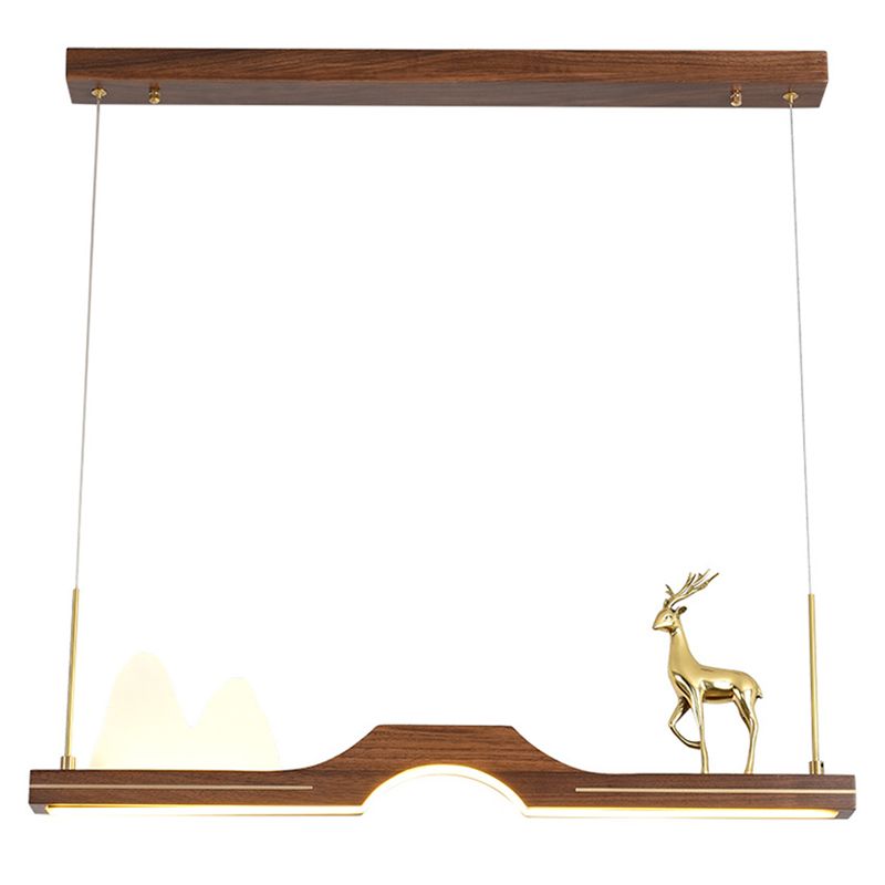 Luce artistica per arti moderna dell'isola lineare in legno scuro per sala da studio