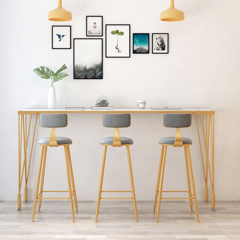 Glam Style Bistro Bar Table Rectangle Faux Marble Bar Table for Living Room