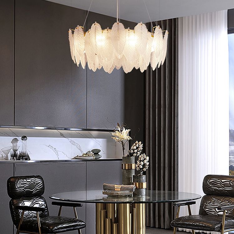 Luxe léger en luxe suspendu en verre clair lustre pendentif lumineuse