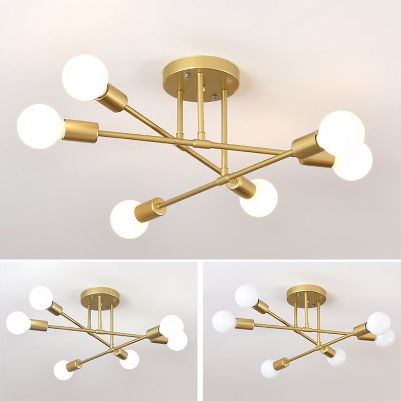 Accesorio de iluminación para comedor de estilo nórdico, bombilla abierta sencilla, luz de techo de Metal de líneas cruzadas