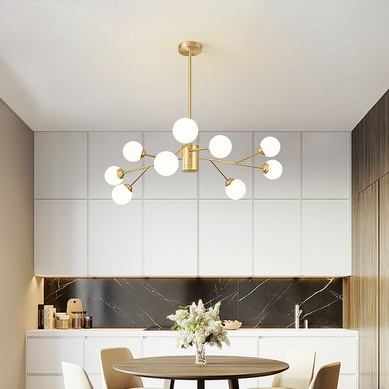 Gouden eenvoud Suspensie hanglamp metalen kroonluchter lamp voor woonkamer