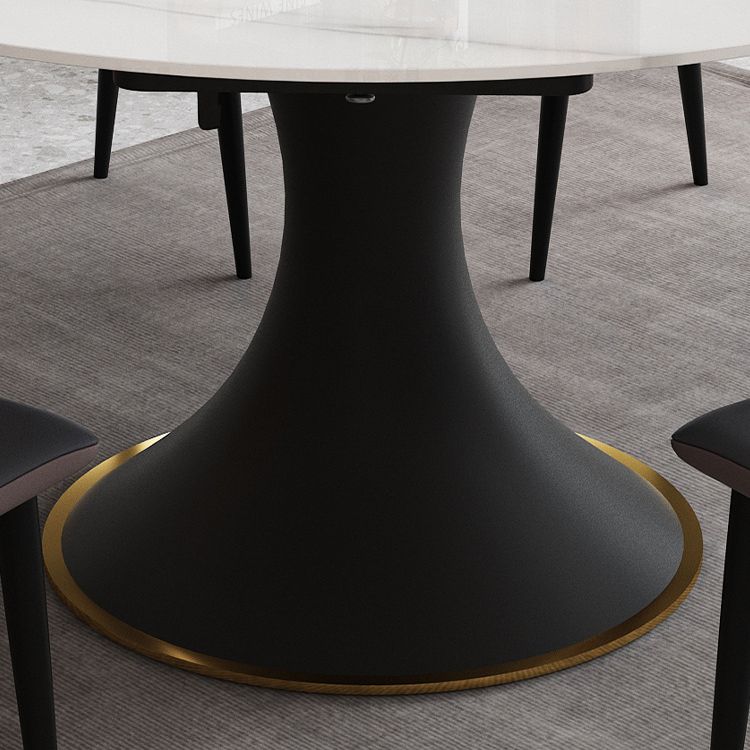 Modern Foldable Sintered Stone Dining Room Set with Black Base Dining Furniture for Home Use