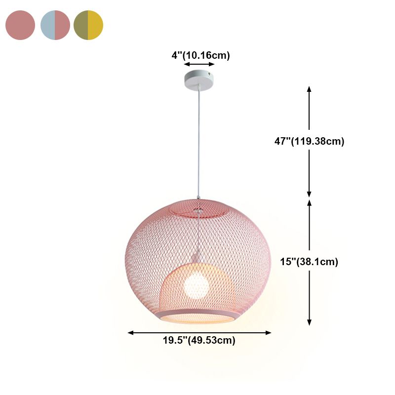 Éclairage à mailles de fil de fer Light Macaron Style 1 Hier Globe Suspension Lumière