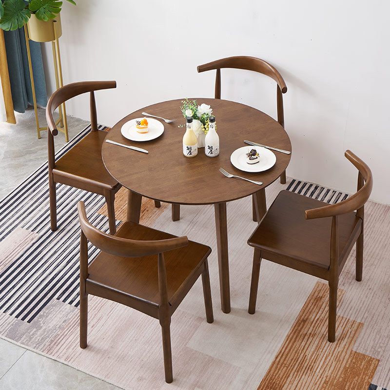 Solid Wood Top Dining Table Contemporary Dining Table with 4 Legs