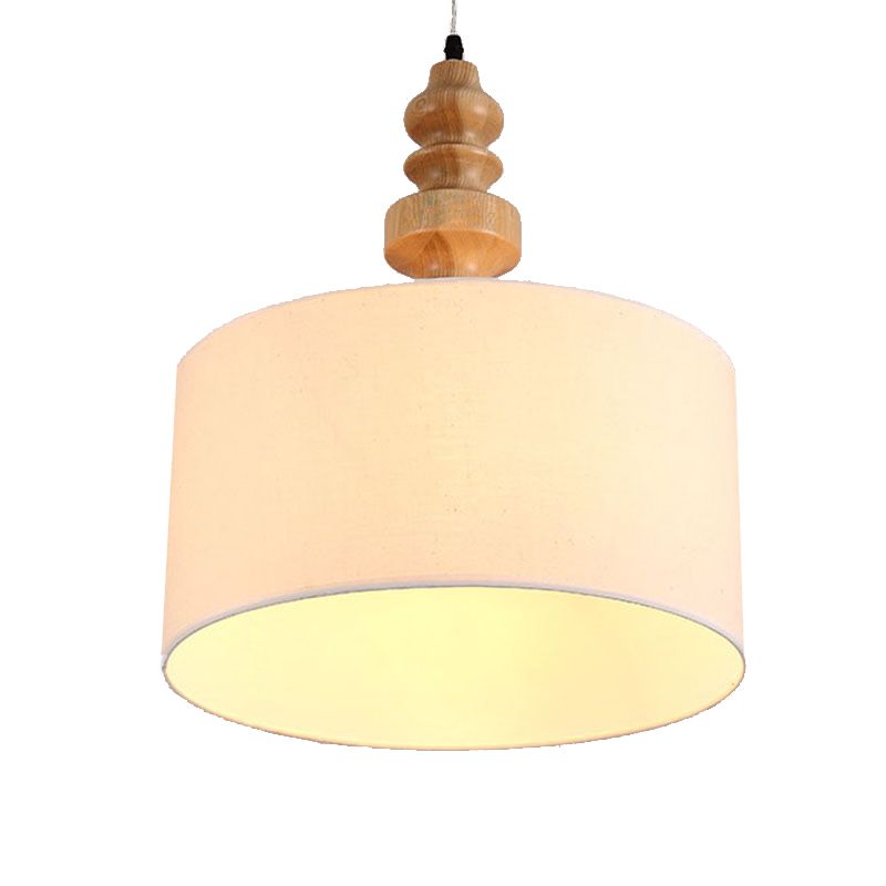 1 pendentif de plafond léger léger tambour classique tissu blanc suspendu pour restaurant, 16 "de large