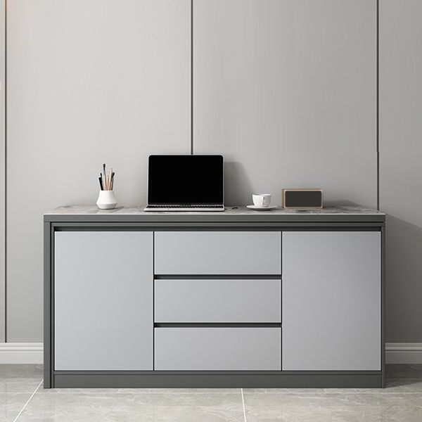 Gray 3-Drawer Wood Vanity Dressing Table with Makeup Table and Stool