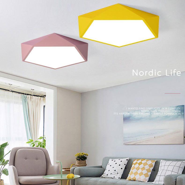 Geometrische Flush Mount Armatuur Minimalistische Stijl Metaal LED Slaapkamer Flush Mount Verlichting