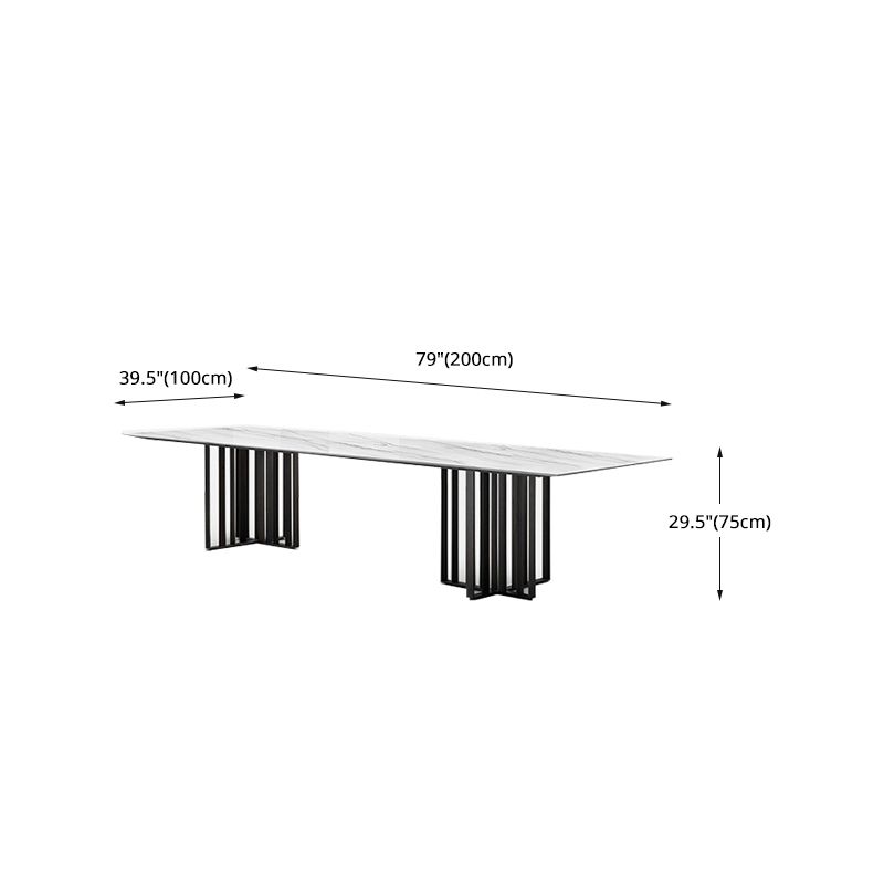 Dinner Table Stone Top Modern Double Pedestal Dining Table without Chair