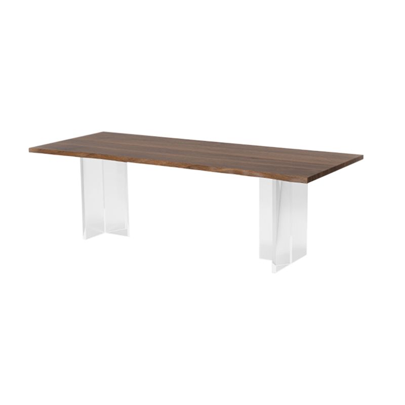 Brown Solid Wood Top Dining Table Rectangle Kitchen Dinette Table