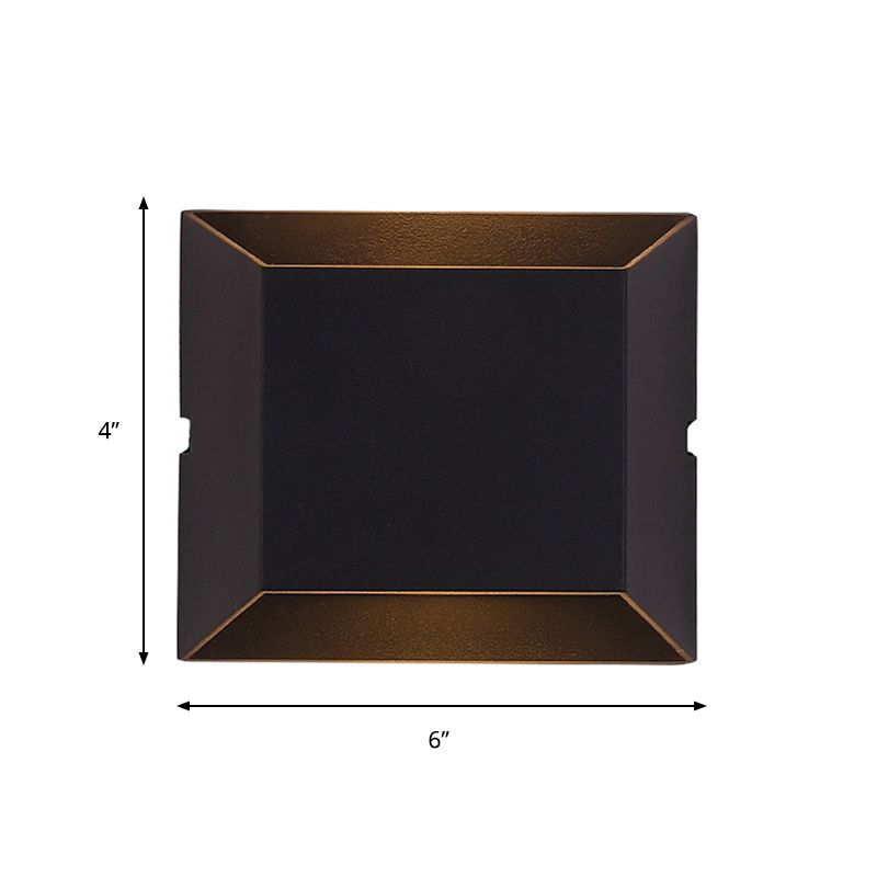 Squared Shade Wall Lighting Simple Style Metallic LED Balcony Wall Sconce Lamp in Matte Black, Warm/White Lighting