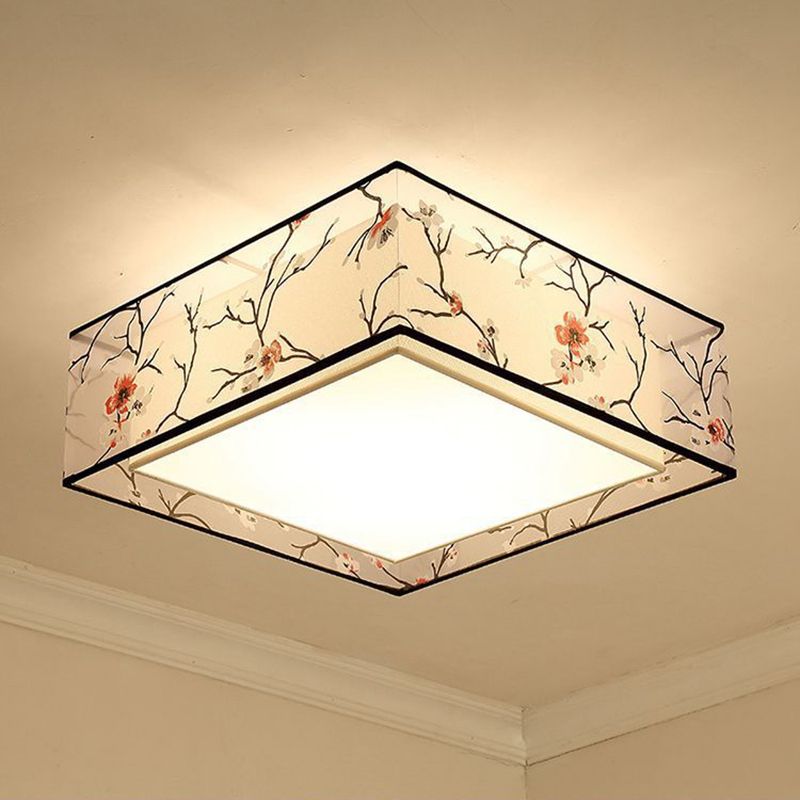 Luz de techo sombreada de tela, techo de Sala de estar tradicional incrustado en blanco