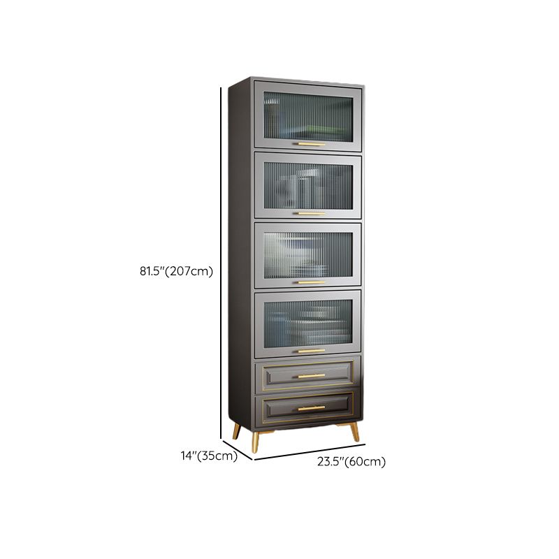 Contemporary Grey Cabinet with Glass Door and 2 Soft Close Drawers