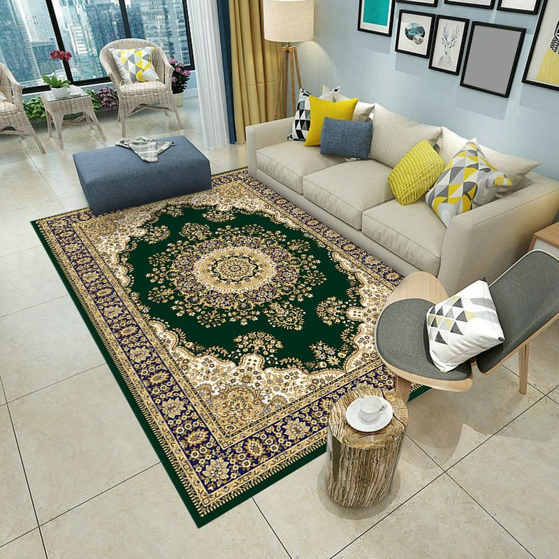 Wine Red Graphic Rug Polyester Modern Rug Washable Rug for Living Room