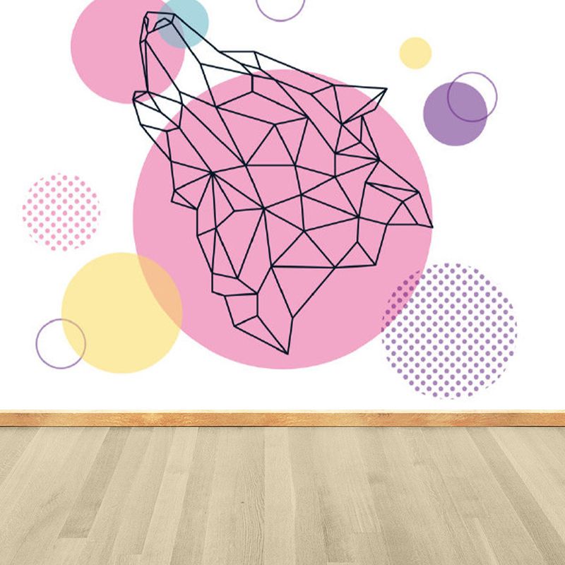 Pink Contemporary Wall Mural Great Geometric Pattern Wall Covering for Guest Room