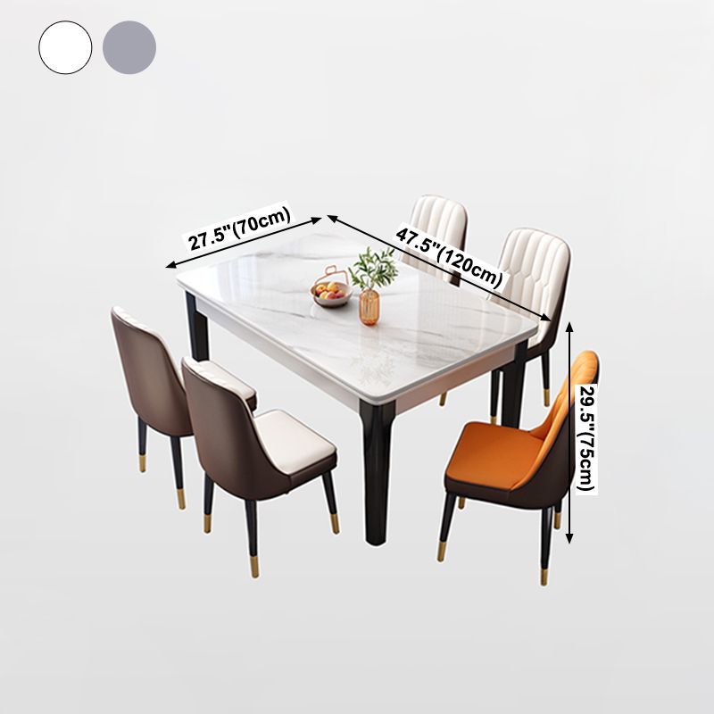 Mesa de comedor de piedra sinterizada de mediados de siglo, mesa rectangular con base de 4 patas para el hogar